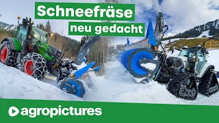 12 Wege Schneefräse von Müller Fahrzeugtechnik mit Lintrac 90 Fendt 313 und Weidemann Radlader [upl. by Kidd]