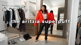 How To Style A Puffer Jacket for Winter  Aritzia Superpuff Outfit Ideas [upl. by Enwad]