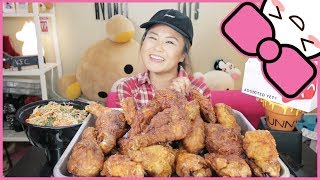 KOREAN FRIED CHICKEN aka KFC  MUKBANG [upl. by Sivrat]