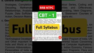 RRB ntpc syllabus 2024  CBT 1 full syllabus [upl. by Haonam]