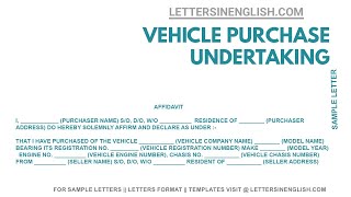 Vehicle Purchase Undertaking Format  How To Write an Affidavit for Vehicle Purchase [upl. by Fonseca]