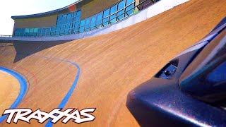 70 MPH RC Velodrome  Traxxas 4Tec 20 VXL [upl. by Arykat]