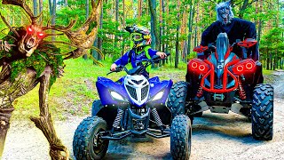 Den ride on Quad Bike and Adventure with Monsters in the forest [upl. by Nezam]