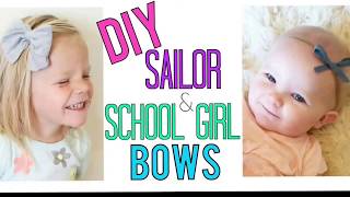 BABY HAIRBOW TUTORIAL  DIY Sailor Bow Tutorial  DIY School girl bow DIY Hair bows [upl. by Mickelson]