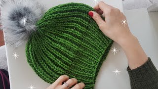 Süper Kolay Selanik Bere  Süper Easy Brioche Beanie [upl. by Ehcsrop110]