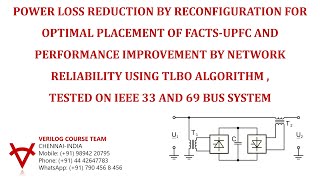 POWER LOSS REDUCTIONRECONFIGURATIONOPTIMAL PLACEMENTFACTSUPFCNETWORK RELIABILITYTLBO [upl. by Eveneg]