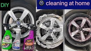 Alloy wheel cleaning at home Turtle Wheel amp Tire Cleaner Sonax Wheel cleaner Meguiars wheel amp Tire [upl. by Onirefez]