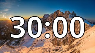 30 Minute Timer  Snowy Mountains  NO Music [upl. by Trueblood]