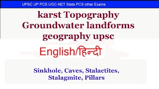 karst topography geography UPSC  Groundwater landforms UPSC  Geomorphology  Physical Geography [upl. by Rosalind408]