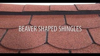 Installing beaver shaped roof shingles [upl. by Polloch]