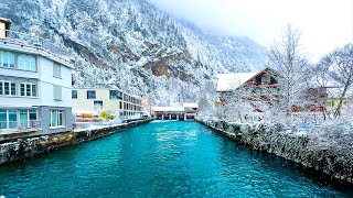 Beautiful winter walk in Interlaken ❄️ Switzerland 4K 🇨🇭 [upl. by Salman]