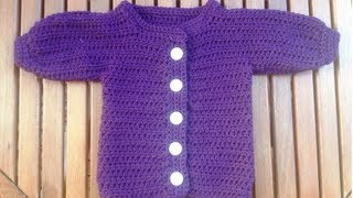 Babyjacke häkeln  Anleitung Strickjacke  Teil 5 Armbündchen mit Untertitel by BerlinCrochet [upl. by Warga990]