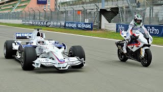 F1 Car vs Bike BMW Sauber F1 vs BMW S 1000 RR [upl. by Jenni]