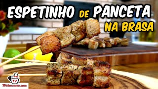 Como Fazer Espetinho de Panceta de Porco na Brasa barriga de porco  Tv Churrasco [upl. by Ellehcir]