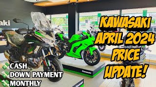 April 2024 Kawasaki Big Bike Price Update SRP Downpayment Monthly Installment All Units [upl. by Airahs]