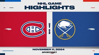 NHL Highlights  Canadiens vs Sabres  November 11 2024 [upl. by Aiepoissac]