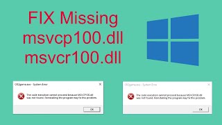 Fix missing msvcp100dll and msvcr100dll no installation [upl. by Higgs]