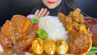 ASMR EATING MUTTON KEEMA CURRYSPICY WHOLE CHICKEN CURRYEXTRA GRAVYRICE AND SALAD FOOD VIDEO [upl. by Lamdin]