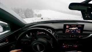 Audi A6 allroad 30 BiTDI quattro 320 hp POV Snow Driving in the forest  4K [upl. by Lello742]