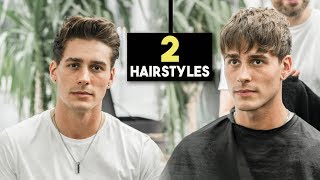 Mens Haircut  2 Fall Hairstyles  Textured Fringe amp Messy Quiff  BluMaan 2018 [upl. by Attaymik216]