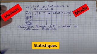 3ème année exercice  détermner la médiane et le mode dune série statistique [upl. by Ynaiffit]