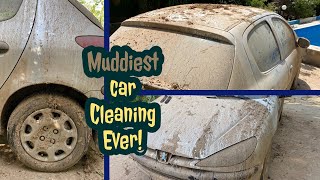 Deep cleaning a flooded peugeot 206muddiest everinsane satisfying disaster detail transformation [upl. by Atsahs]