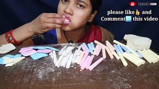 ASMR Eating 🎨Colorfull Chalk white chalk telor chalk best eating sound [upl. by Peednam41]