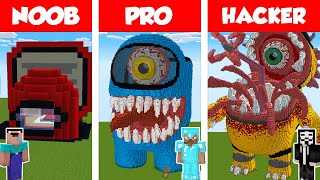 Minecraft NOOB vs PRO vs HACKER AMONG US HOUSE BUILD CHALLENGE in Minecraft  Animation [upl. by Haletky632]