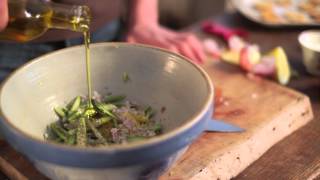 Asparagus Slaw Crostini with Ian Knauer [upl. by Suolekcin]