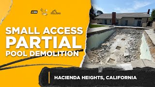 Swimming Pool Demolition in Hacienda Heights California Small Access Partial Pool Demolition [upl. by Ahterod]