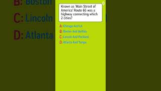 Name the 2 cities connected by Route 66 known as Main Street of America [upl. by Unders]