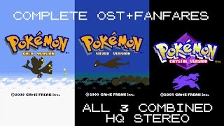 Pokemon GoldSilverCrystal Soundtrack HQ STEREO COMPLETE OST amp FANFARES [upl. by Tasha]