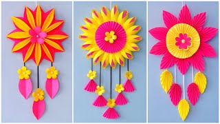 3 Unique Flower Wall Hanging  Quick Paper Craft For Home Decoration  Easy Wall Mate DIY Wall Decor [upl. by Anauqal]