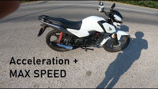 2022 HONDA CB 125F acceleration amp max speed [upl. by Ellinet]