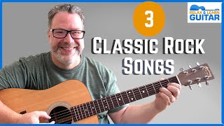 Learn 3 EASY Classic Rock Songs on Guitar  Just 5 Chords [upl. by Eveam]