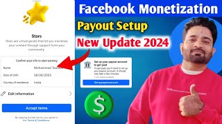 Facebook monetization new update  2024  facebook stars monetization setup [upl. by Ocnarf893]