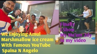 We Enjyg Amul Marshmallow ice cream 🍨 Wth YouTuber Spaina N Angelo Finally I shw Maam in my video [upl. by Bivins]