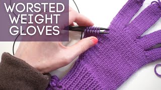 Worsted Weight Gloves  StepByStep Knitting Tutorial  Knitting House Square [upl. by Siuluj]