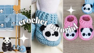 How to Make EASY Panda Crochet Baby Booties 💝🐼 [upl. by Ebaj]