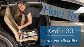 Installing the Chicco KeyFit RearFacing Only Infant Seat Base Using the Seat Belt [upl. by Nylloc]