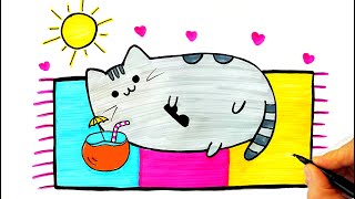 Pusheen Cat Çizimi  Kedi Çizimi  Pusheen Cat Drawing  How To Draw a Pusheen Cat  Cat Drawing [upl. by Engamrahc]