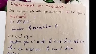 Algèbre 1 s1 MIP Logique Raisonmment par labsurd [upl. by Norak584]