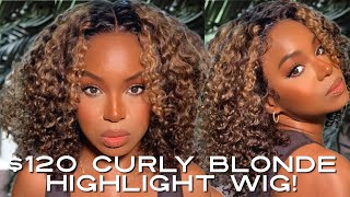 AFFORDABLE BLONDE HIGHLIGHT CURLY BOB WIG INCOLORWIG ALWAYSAMEERA [upl. by Chantal565]