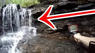 WHOA Metal Detecting A Waterfall For Abandoned Treasure The River Outlet Gives Underwater Surprise [upl. by Nonad]