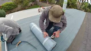 Time lapse of Certainteed Flintlastic SA roofing on backyard patio [upl. by Nerrag]