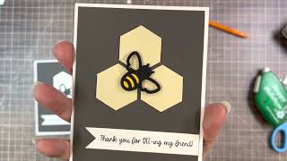 Quick friendship card using Creative Memories Embossed Hexagon and Bumblebee punches [upl. by Pressey952]