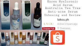 LAIKOU SERUMS PART 1 LAIKOU Korea Hyaluronic Acid amp LAIKOU Australia Tea Tree AntiAcne Serum Review [upl. by Eniamreg920]