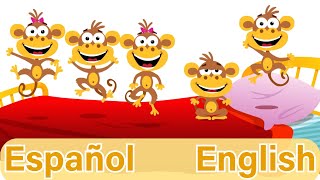 Bilingual Kids Cinco Monitos Five Little Monkeys  Spanish EnglishSuper Simple Songs Learn English [upl. by Noillid360]