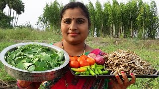 Gongura Leaves Nethala Dry Fish Curry Cooking In MY Village Traditional Way Cook Endu Chepal Pulusu [upl. by Leeann]