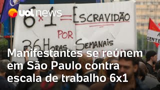 Escala 6x1 Manifestantes se reúnem na avenida Paulista contra escala de trabalho 6 por 1 em SP [upl. by Anoit510]